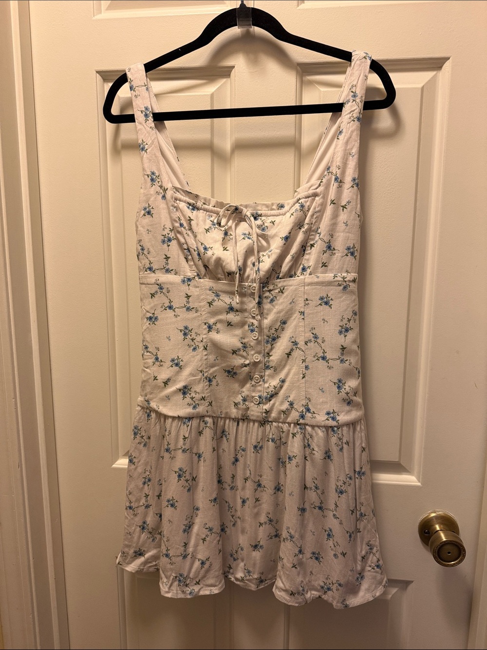 wild fable White Floral Mini Dress with Blue Print